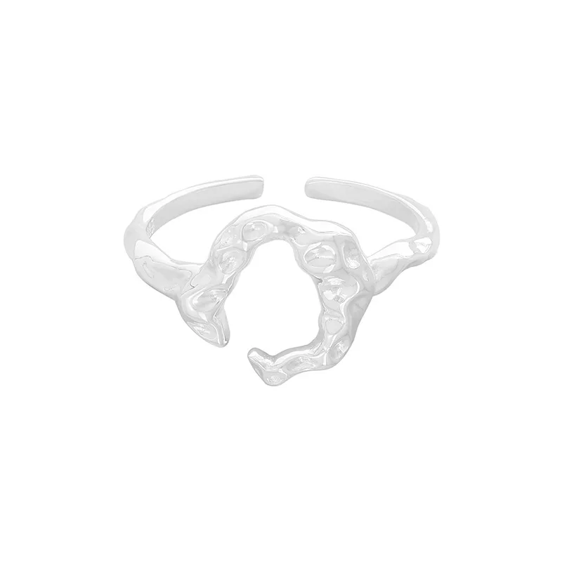 Korean Version Niche Light Luxury Original Design Versatile Bright Silver Weathering Erosion S925 Sterling Silver Women's Ring - Image 5