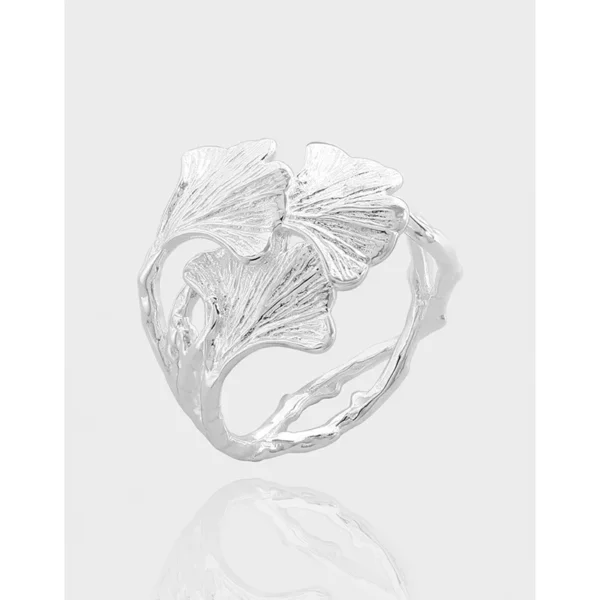 JZ1426 Silver Jewelry Factory S925 Ring Ginkgo Biloba Niche Personality Design Sterling Silver Open Women