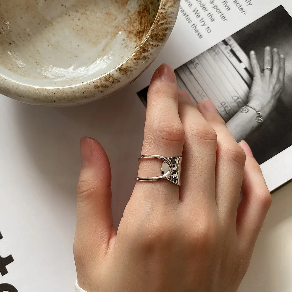 European and American Celi French Style Korean Ornament 925 Sterling Silver Ring Cool Trendy Jewelry Fashion Shaped Ring - Image 3