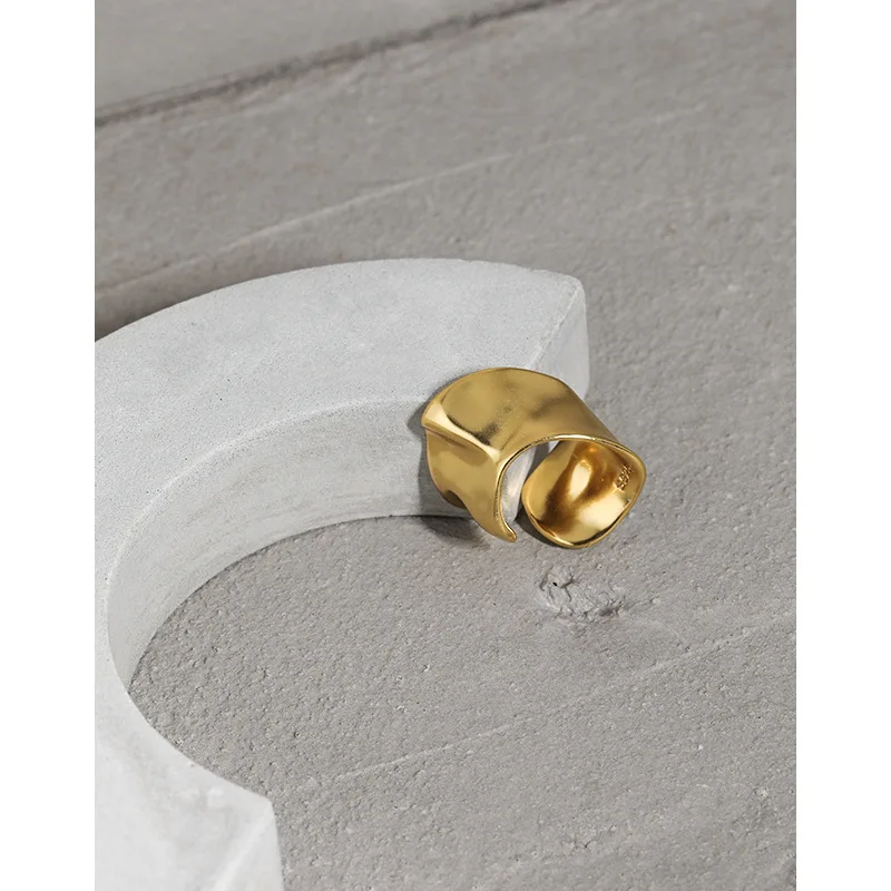 F.I.N.S 1pc Exaggerated Irregular Uneven Surface S925 Sterling Silver No Pierced Ear Clip Catilage Wide Earcuff Ear Bone Jewelry - 图片 4