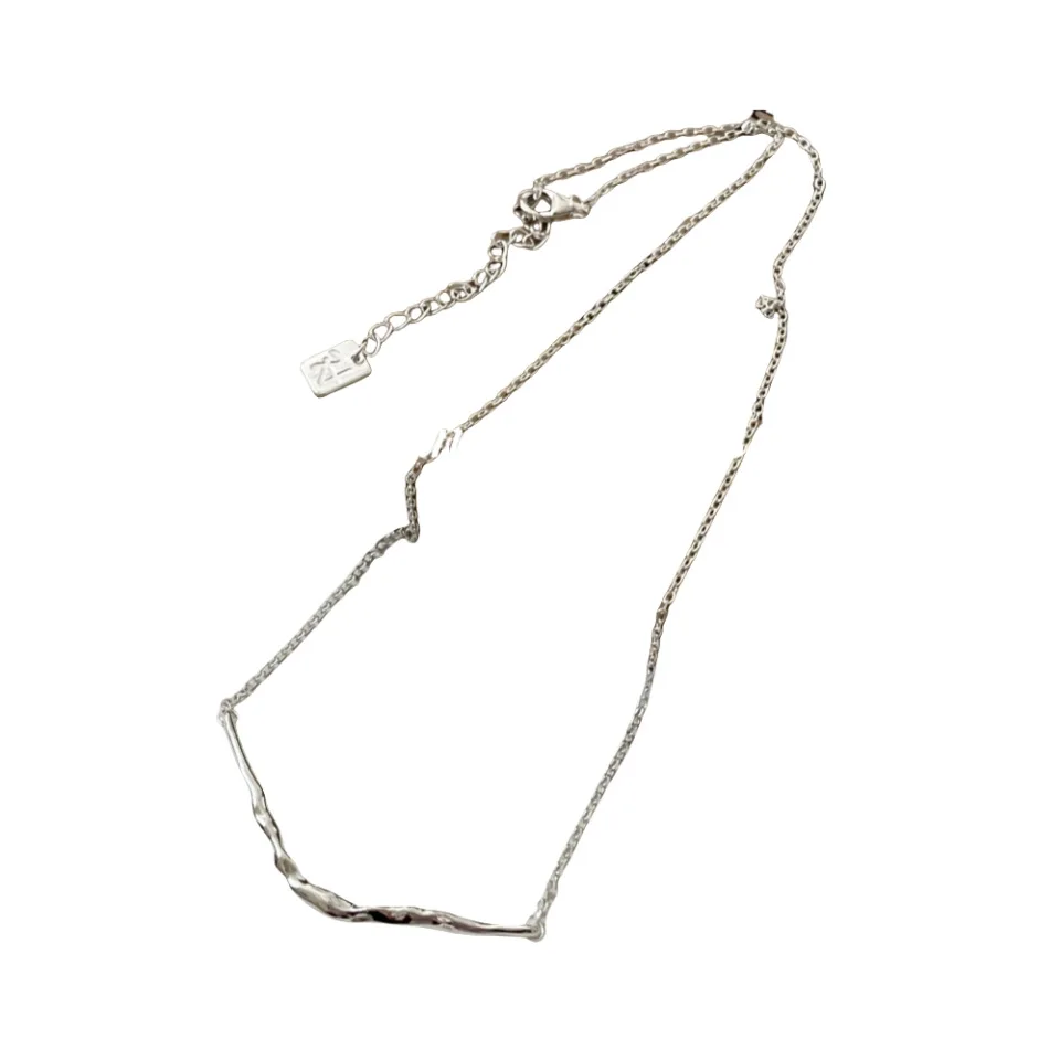 CHOZON S925 Solid Silver Branch Texture Necklace French Organic Wholesale Dainty Layering Jewelry for Women - 画像 (5)