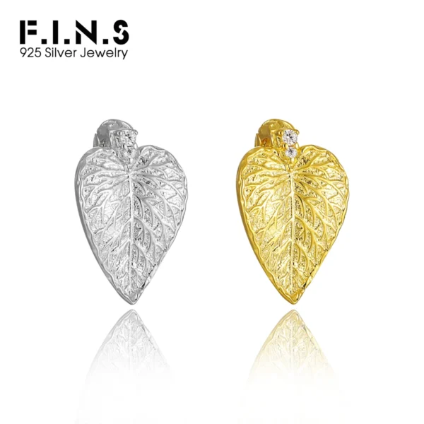 F.I.N.S Original Texture Leaf Zircon S925 Sterling Silver Pendant Simple DIY Single Charms Fine Jewelry Hypoallergenic Accessory
