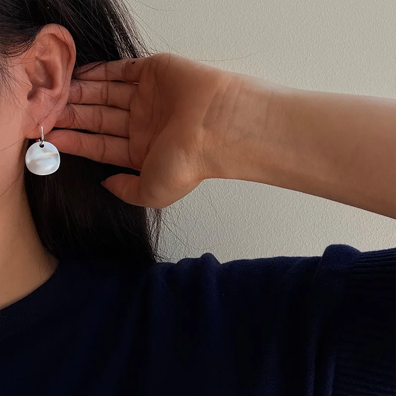 925 Sterling Silver Irregular Crinkle Circle Earrings for Women Minimalist Abstract C Shape Hoops Unique Dainty Ear Jewelry Gift - Image 3