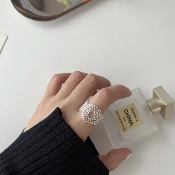 925 Sterling Silver Lace Filigree Ring Hypoallergenic Non-Tarnish Wholesale Vintage Inspired Stacking Jewelry for Women
