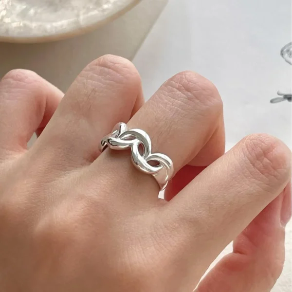 CHOZON S925 Solid Silver Crescent Moon Ring Spanish Minimalist Geometric Wholesale Stacking Jewelry for Women