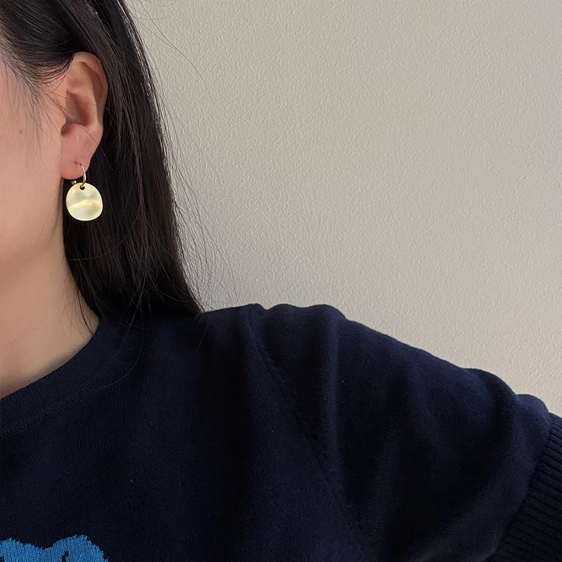 925 Sterling Silver Irregular Crinkle Circle Earrings for Women Minimalist Abstract C Shape Hoops Unique Dainty Ear Jewelry Gift - Image 2