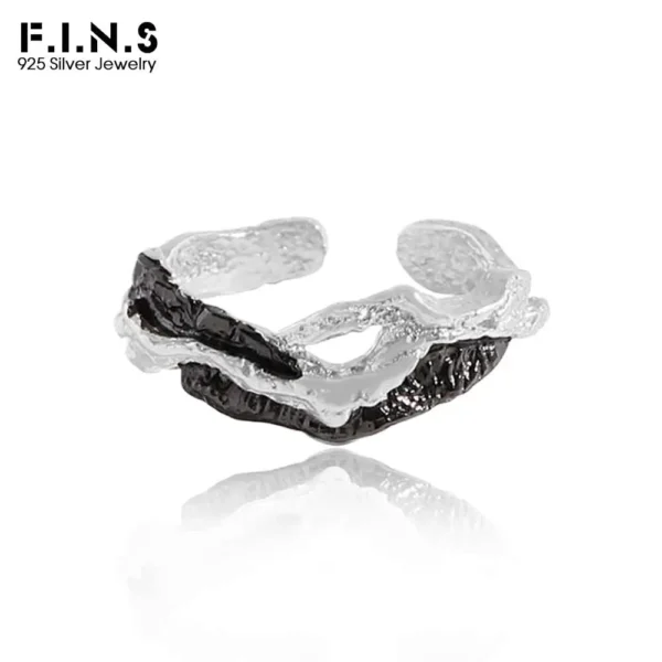 F.I.N.S Original Color Separation S925 Sterling Silver Ring Irregular Hollow Open Adjustable Anti-Allergy Finger Fine Jewelry