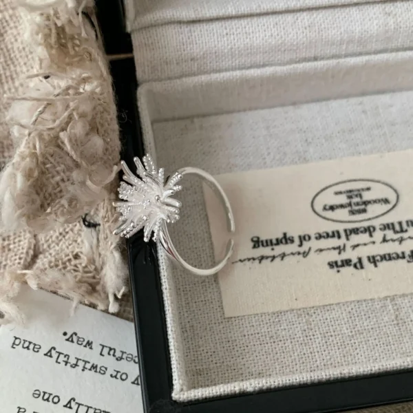 CHOZON S925 Solid Silver Firework Ring French Art Nouveau Wholesale Stacking Jewelry for Women