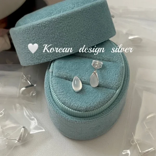 CHOZON S925 Solid Silver White Chalcedony Drop Earrings French Minimalist Wholesale Dainty Jewelry for Women