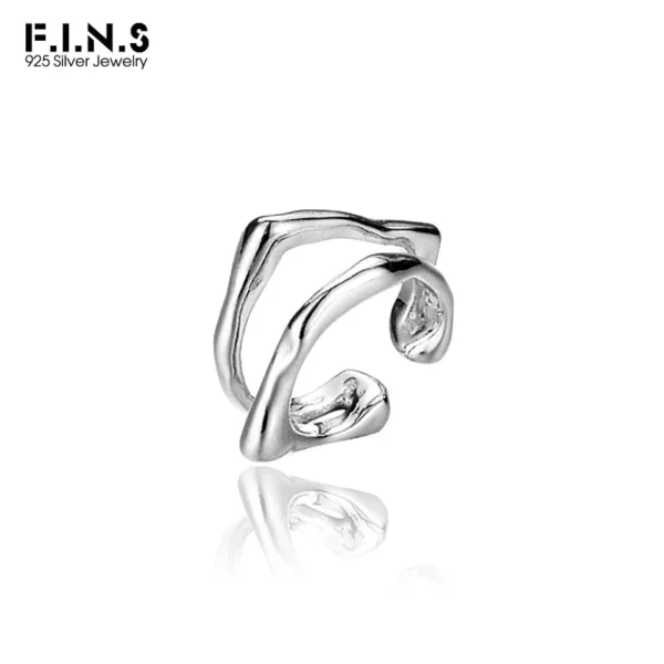 F.I.N.S 1PC Geometric S925 Silver Ear Clip No Hole Double Layer Irregular Ear Cuffs for Women Fake Piercing Catilage Jewelry
