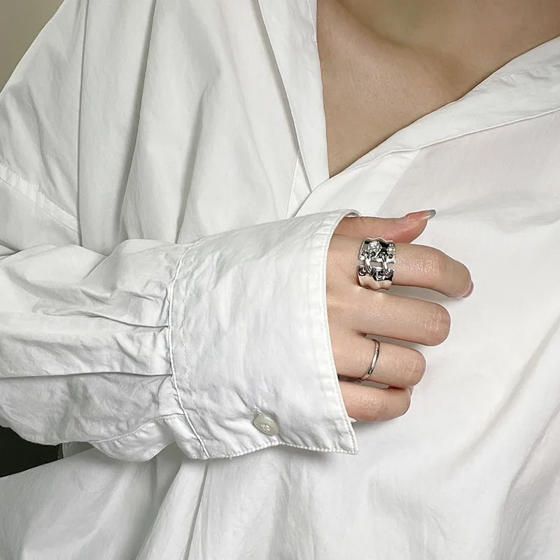 S925 Sterling Silver Fashion strap, vintage, niche ring, INS fashion blogger style, personalized ring wholesale - Image 5