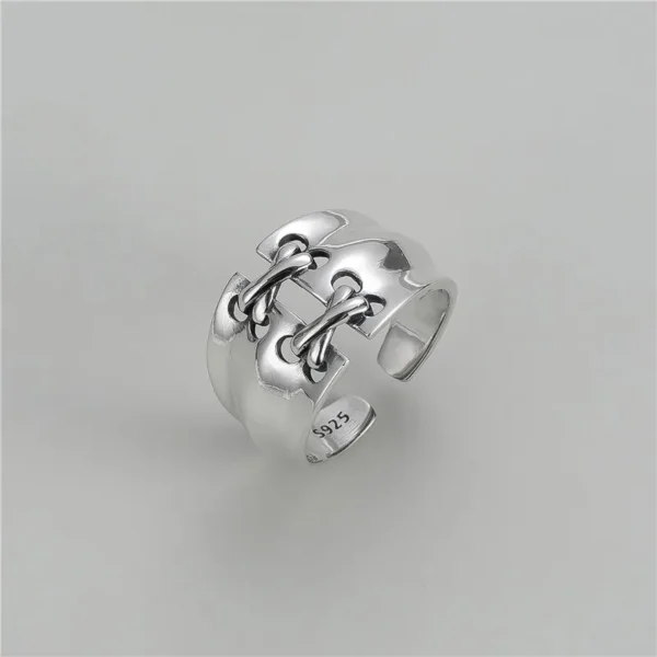 S925 Sterling Silver Fashion strap, vintage, niche ring, INS fashion blogger style, personalized ring wholesale