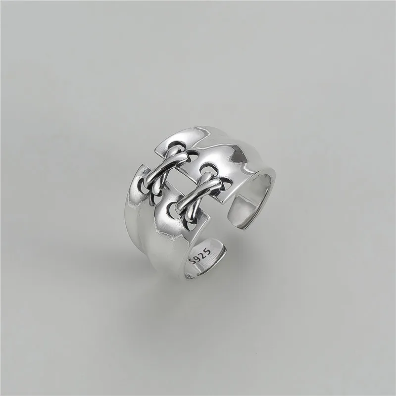 S925 Sterling Silver Fashion strap, vintage, niche ring, INS fashion blogger style, personalized ring wholesale