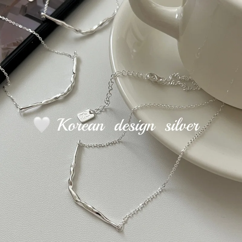CHOZON S925 Solid Silver Branch Texture Necklace French Organic Wholesale Dainty Layering Jewelry for Women - 画像 (3)