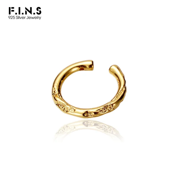 F.I.N.S 1PC S925 Sterling Silver Irregular Earring Clip No Ear Hole Enameled Uneven Earcuff Fake Piercing Catilage Fine Jewelry