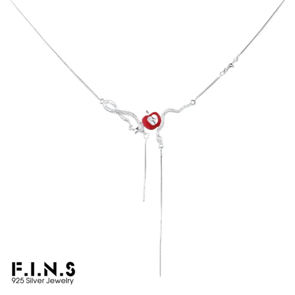 F.I.N.S Original Red Apple Snake S925 Sterling Silver Necklace Sweet Cool Star Pendants Brushed Clavicle Chain Fine Jewelry