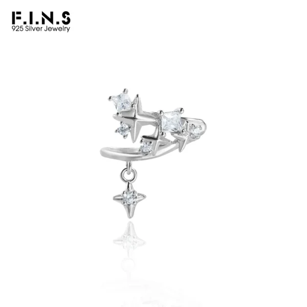 F.I.N.S 1PC Original Star Zirconia S925 Sterling Silver Clip Earring Simple Earcuff Catilage Fashion Fine Jewelry Accessories