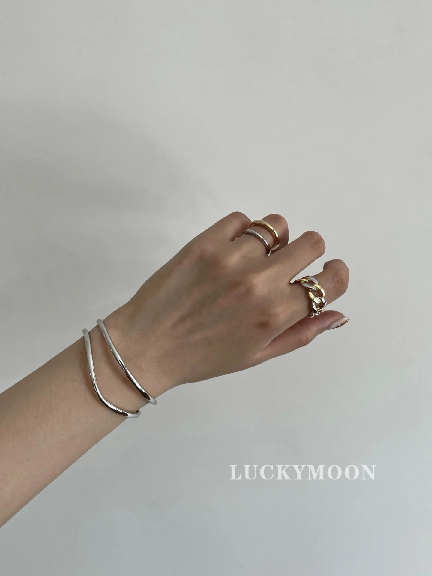 CHOZON S925 Solid Silver Two-Tone Stacking Ring French Modern Wholesale Adjustable Jewelry for Women - Image 5