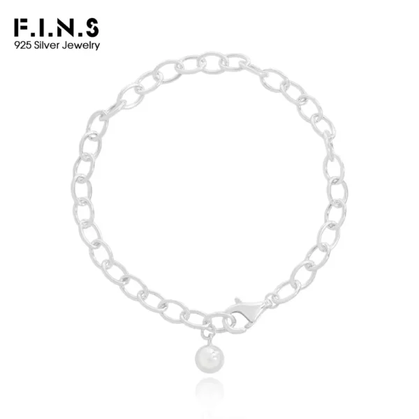 F.I.N.S Original Versatile S925 Sterling Silver Bead Ball Pendant Bracelet Minimalist DIY Plain Link Chain Hand Fine Jewlery