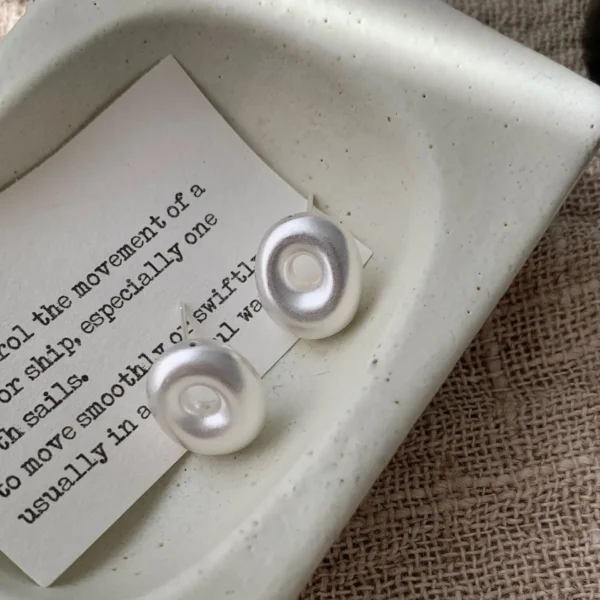 CHOZON S925 Solid Silver Donut Earrings French Matte Hollow Wholesale Dainty Jewelry for Women