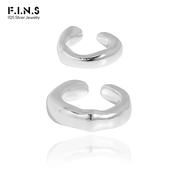 F.I.N.S 1PC 925 Sterling Silver Irregular Stackable Thick Rock Punk Clips Earring Earcuff Ear Cuff Earring Wedding Jewelry