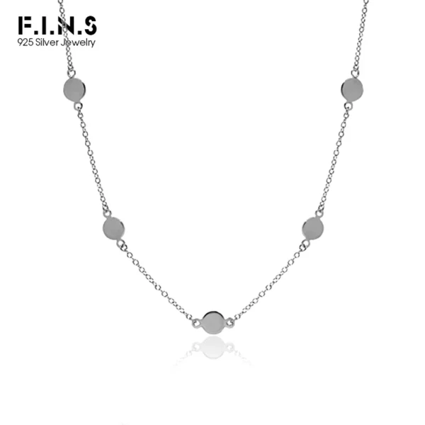 F.I.N.S Original Design Minimalist 925 Sterling Silver Necklace Geometric Round Texture Clavicle Chain Anti-Allergy Fine Jewelry