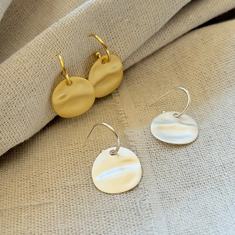 925 Sterling Silver Irregular Crinkle Circle Earrings for Women Minimalist Abstract C Shape Hoops Unique Dainty Ear Jewelry Gift