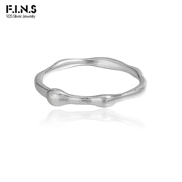 F.I.N.S Minimalist Irregular S990 Sterling Silver Rings Stackable Multi Sizes Matte Slim Finger Fine Jewelry Women Accessories