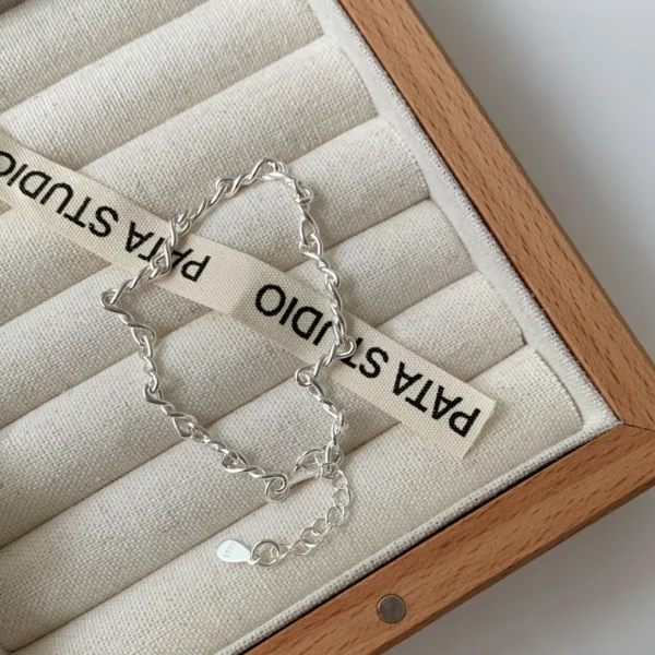 CHOZON S925 Solid Silver Twisted Rope Bracelet French Minimalist Wholesale Dainty Stacking Jewelry for Women