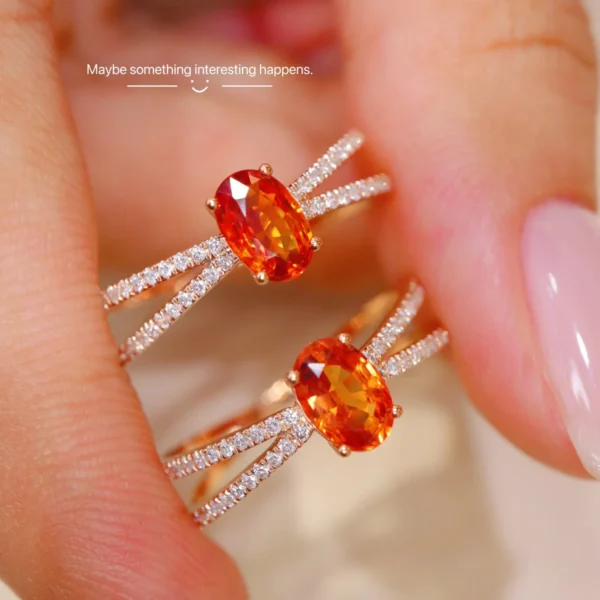 CHOZON S925 Solid Silver Fanta Garnet Cabochon Ring Vintage Minimalist Dainty Stacking Jewelry for Women