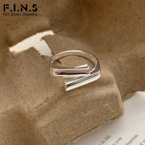 F.I.N.S Minimalism 925 Sterling Silver Geometric Smooth Overlap Ring Women Open Adjustable Index Finger Fine Jewelry Accessories