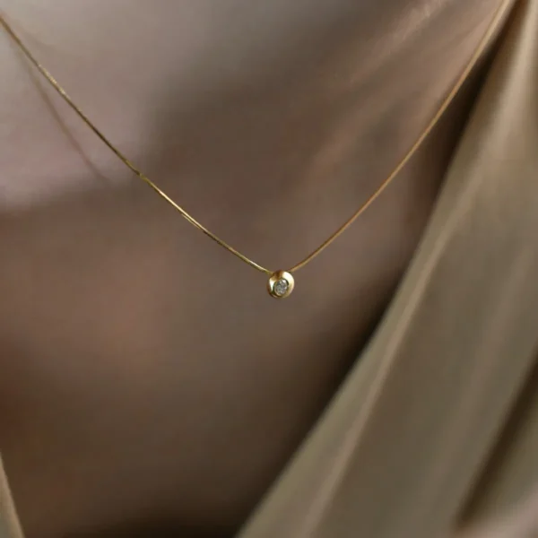 S925 Silver 18K Gold Plated Bubble Zircon Pendant Minimalist Snake Chain Necklace Dainty Layering Jewelry Gift for Women