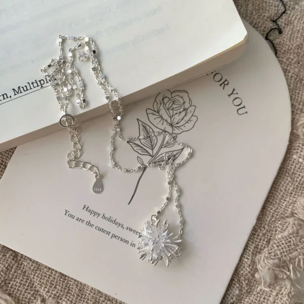 S925 Solid Silver Firework Pendant Necklace French Sparkling Celestial Minimalist Wholesale Dainty Layering Jewelry for Women