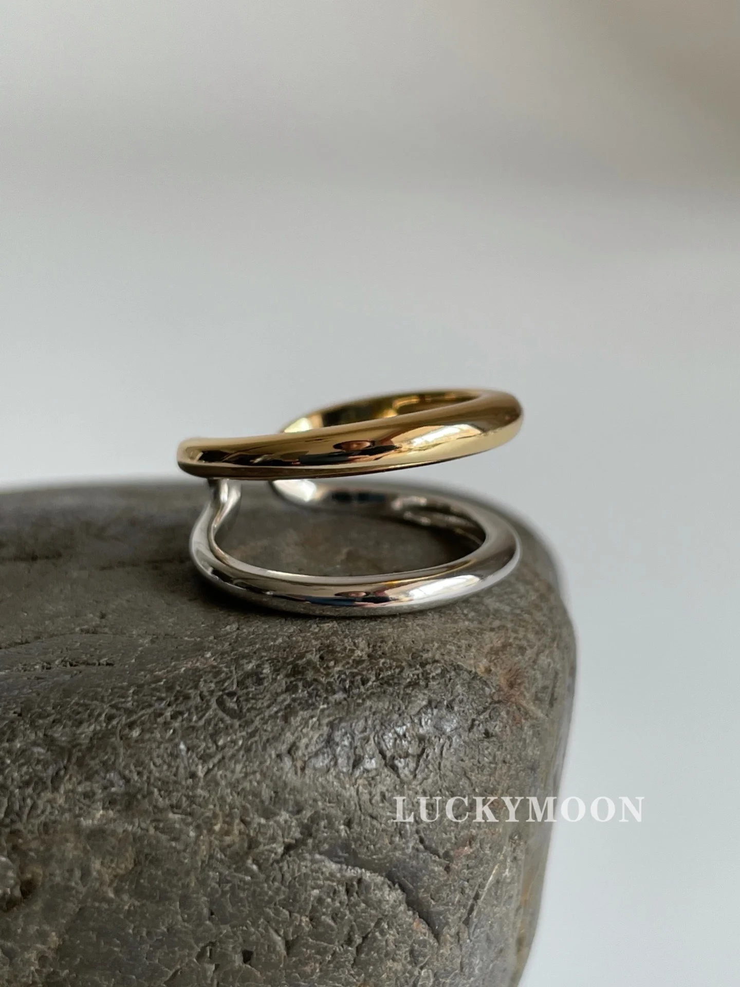 CHOZON S925 Solid Silver Two-Tone Stacking Ring French Modern Wholesale Adjustable Jewelry for Women - Image 3