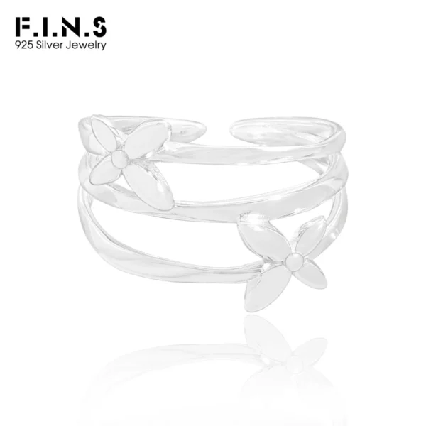 F.I.N.S Original Butterfly S925 Sterling Silver Ring Korean Design Multi-Layer Lines Opening Adjustable Fashion Fine Jewelry