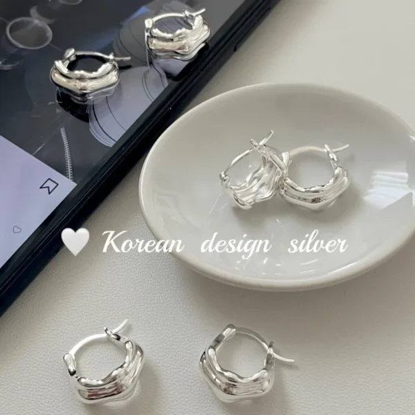 CHOZON S925 Solid Silver Wide Cuff Earrings French Architectural Wholesale Statement Jewelry for Women