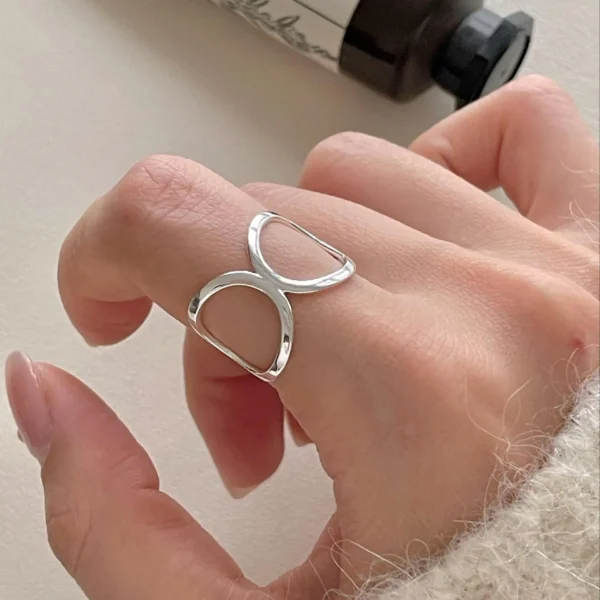 CHOZON S925 Solid Silver Triple Ring Spanish Minimalist Openwork Wholesale Stacking Jewelry for Women