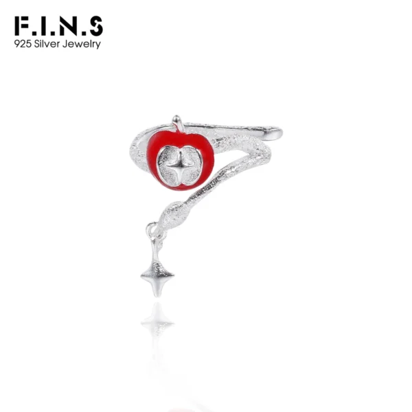 F.I.N.S 1PC Original S925 Sterling Silver Red Apple Snake Ear Clip Without Pierced Cute Sweet Brush Glitter Catilage Fine Jewels