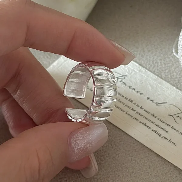 S925 Sterling Silver Niche Design Sense Retro Simple Basic Ring Korean Version Korean Style Fashionable Ring Wholesale