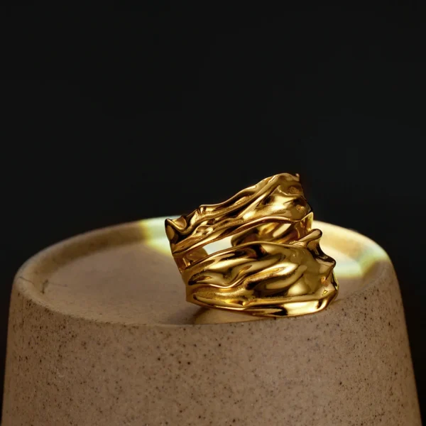 MLKENLY Trendy 925 Sterling Silver Hollow Wide Rings Uneven Surface Opening Index Finger Cuff Ring Fine ?Jewelry for women