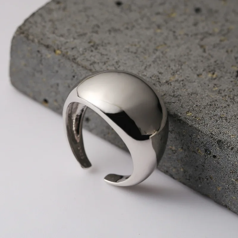 100% Genuine S925 Sterling Silver Ring Korean Order Round Arc Smooth Niche Fashion Personality Wild Wholesale Price - 画像 (5)