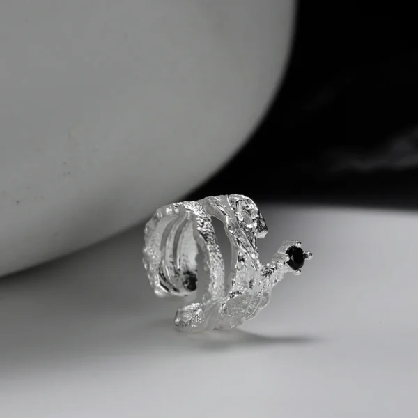 MLKENLY Real 925 Sterling Silver Irregular Ear Clip No Pierced Black Zircon Wide Uneven Ear cuff for women Earring Jewelry