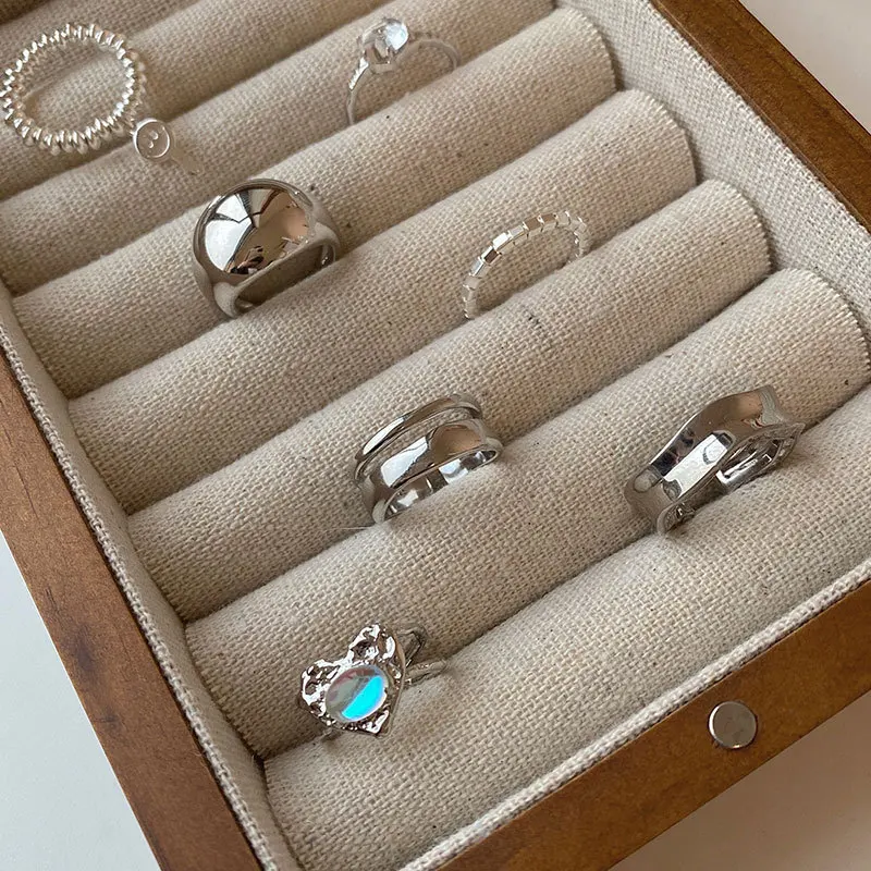 100% Genuine S925 Sterling Silver Ring Korean Order Round Arc Smooth Niche Fashion Personality Wild Wholesale Price - 画像 (3)