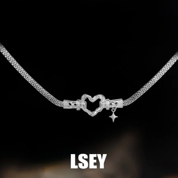 MLKENLY S925 Sterling Silver Heart Pendant Bead Chain Necklace for Women, Love Symbol Hypoallergenic Dainty Jewelry Gift