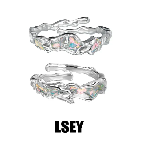 MLKENLY S925 sterling silver Aurora 925 Sterling Silver Ring Eternity Promise Wedding Ring Fine Jewellry