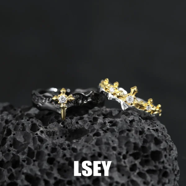 MLKENLY S925 sterling silver Knight Wedding Ring Set for Couple Luxury Jewelry Lovers Engagement Dating Ring