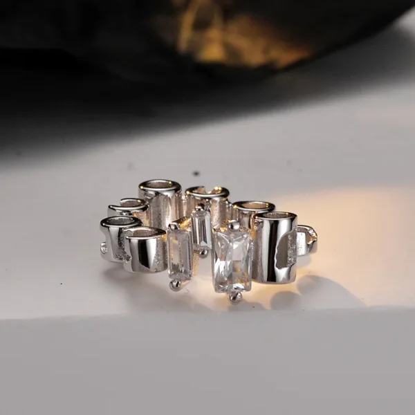 MLKENLY Trendy 925 Sterling Silver damaged geometric ear clip female ins wind without ear hole inlaid ear cuff