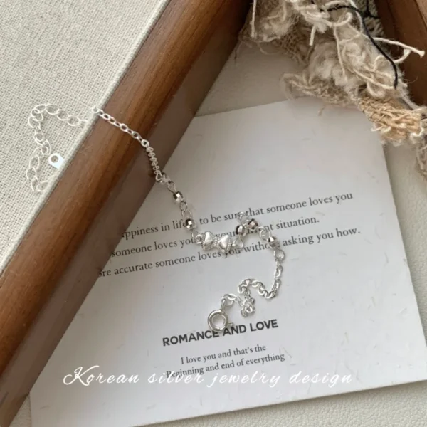 CHOZON S925 Solid Silver Bead Bow Bracelet Minimalist Wholesale Dainty Jewelry for Women
