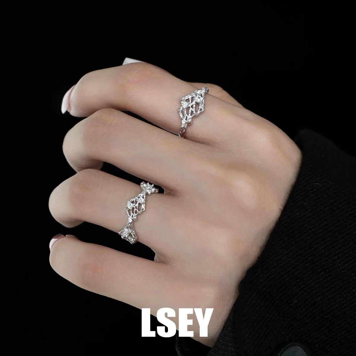 MLKENLY S925 sterling silver Weaving hollow ring?Japanese Original Single Hollow Ring Retro Simple Ring - Image 4