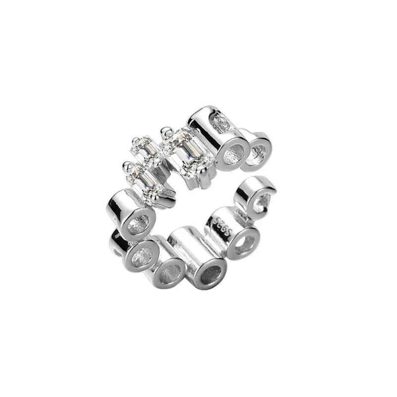 MLKENLY Trendy 925 Sterling Silver damaged geometric ear clip female ins wind without ear hole inlaid ear cuff - Image 5